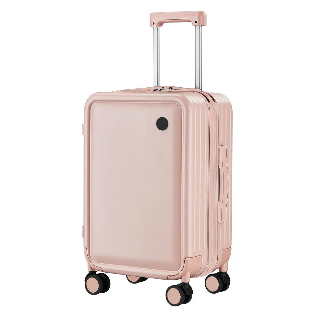 valise polycarbonate abs couleur pastel violet bleu blanc rose doré poignées métal argenté roues toupie bouton noir usage voyage loisir
