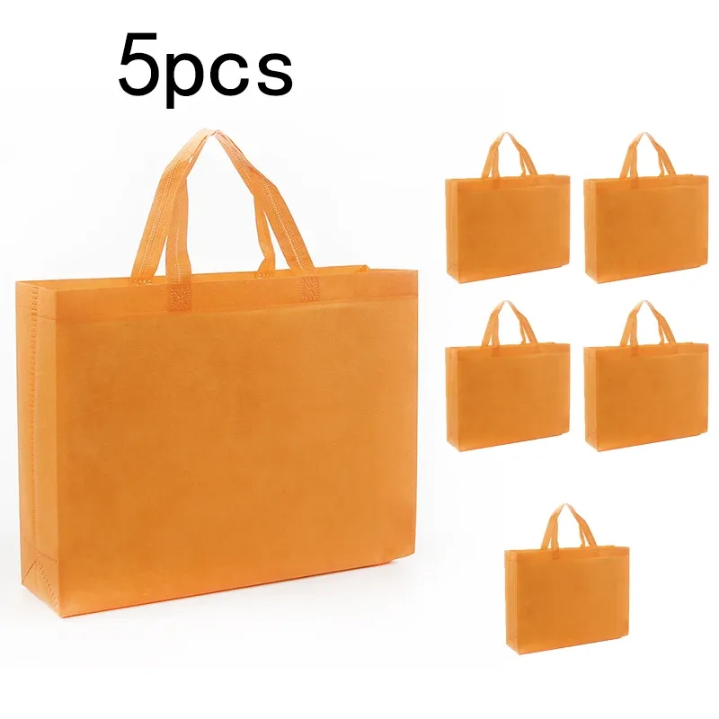 5 sacs fourre-tout non tissés, sacs d'emballage cadeau réutilisables de grande capacité, sacs de rangement de voyage portables et pliables, sacs fourre-tout de rangement, adaptés au transfert thermique diy, à la broderie, aux cadeaux d'anniversaire, aux cadeaux de fête et à la confection de cadeaux han.
