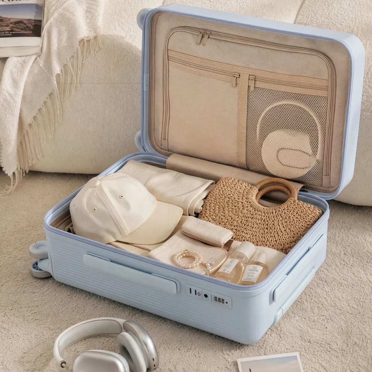 nouvelle valise à roulettes tendance 2026 grande capacité coque rigide en pc avec serrure tsa pour étudiant 20/24/26/28 pouces