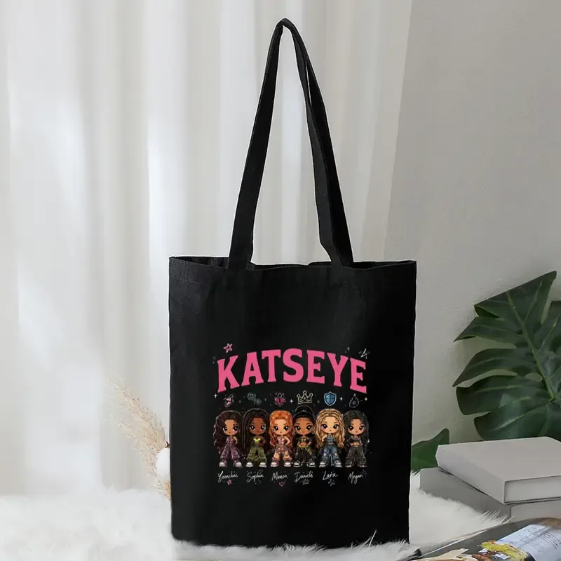 cadeaux pour fans de kpop, sac fourre-tout grande capacité pour femmes katseye world tour, sacs de voyage multifonctionnels, sacs de shopping en toile tendance