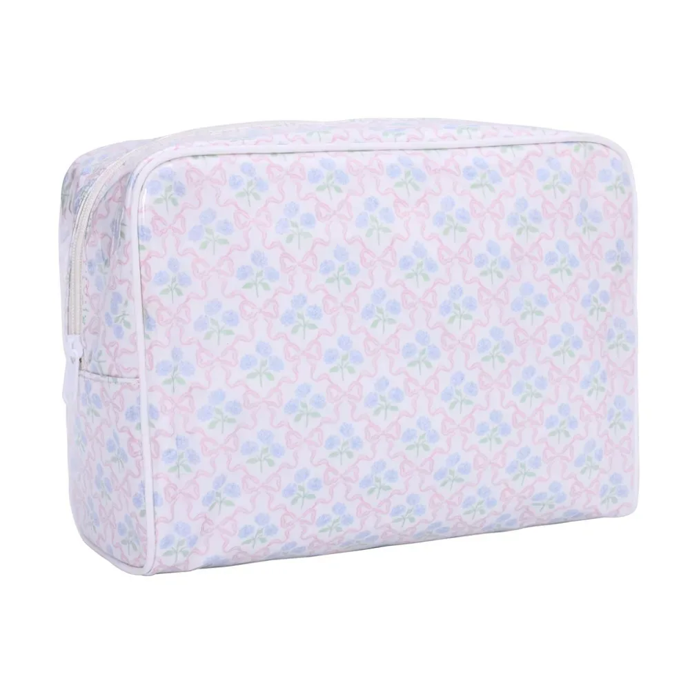 sac cosmétique en polyester pvc, double couche, imprimé en couleur, organiseur de maquillage, grande capacité, sac de rangement cosmétique imperméable