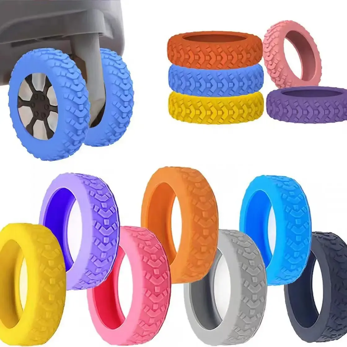 housses de roues de bagages en silicone, 16 pièces, protection de roulettes de valise à réduction de bruit et d'absorption des chocs, pour chaises de bureau