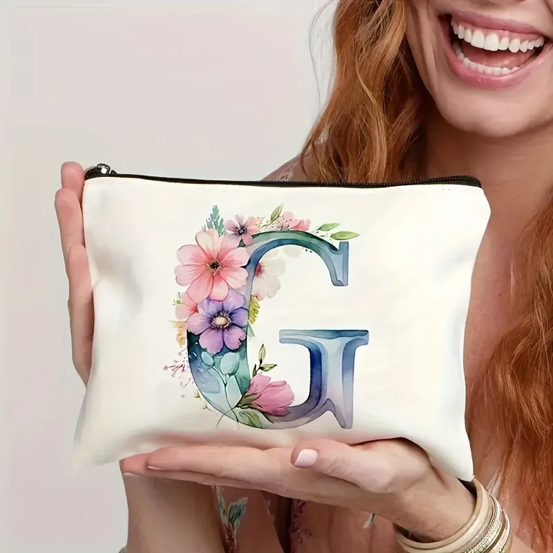 trousse de maquillage pour femme a-z lettre motif créatif sacs de maquillage sac de rangement sacs à fermeture éclair pochette de maquillage