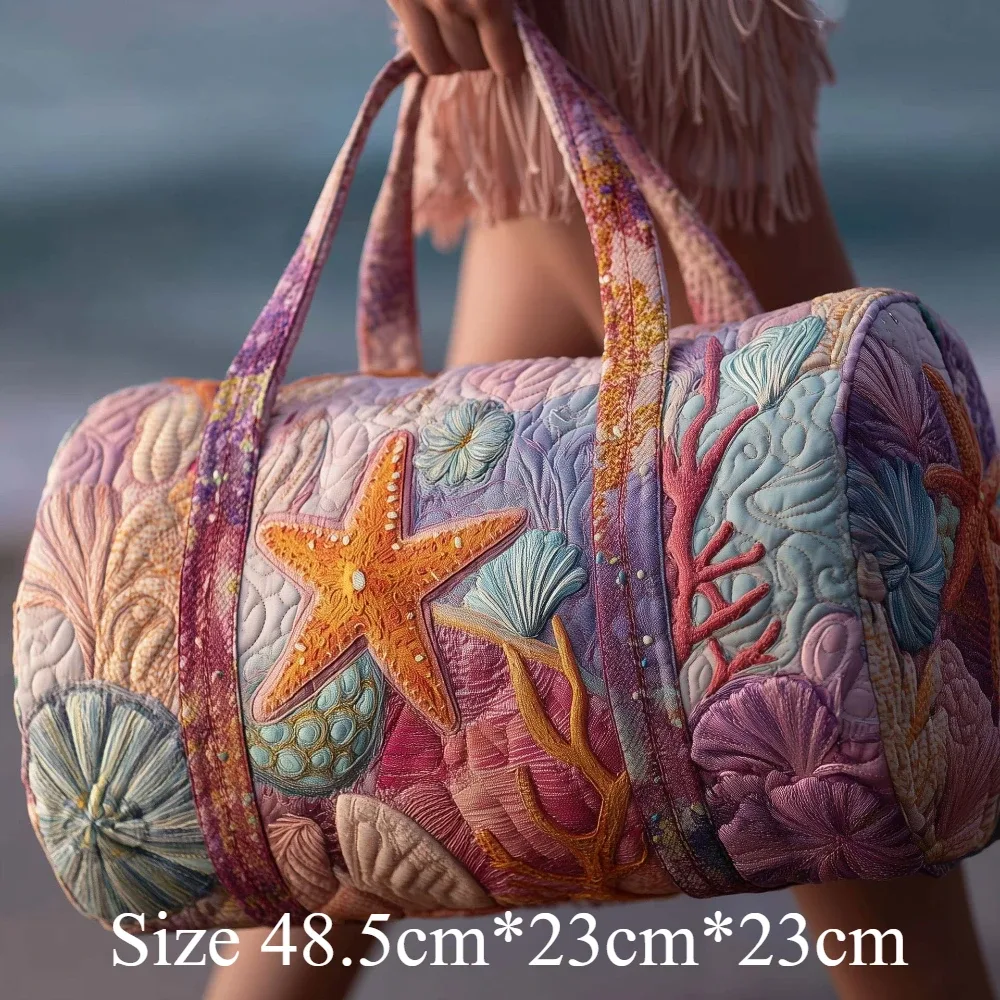sac de plage matelassé 3d pour hommes et femmes, imprimé en relief y2k, coquillage, palmier, sac de voyage, sac de plage d'été