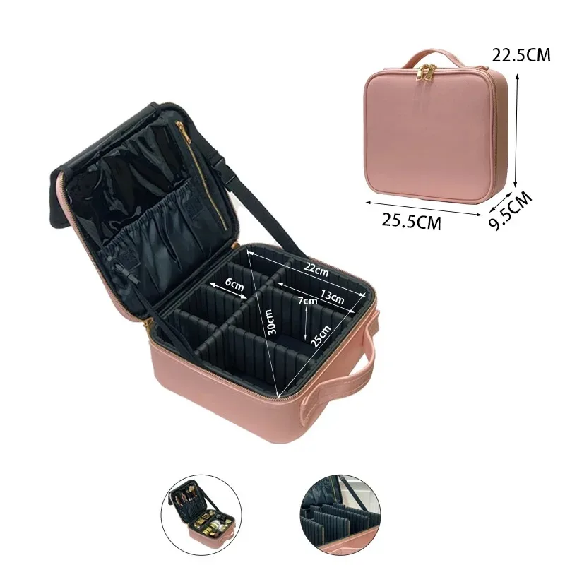 nouveau sac cosmétique en cuir pu crocodile boîte de maquillage professionnelle grande capacité stockage voyage toilette valise de maquillage