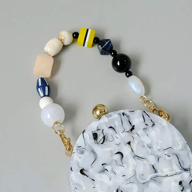 pièces d'accessoires de sac pour femmes, perles colorées en résine, bracelet décroissant pour les mains, sangle de coque de téléphone, poignée de remplacement, nouveau