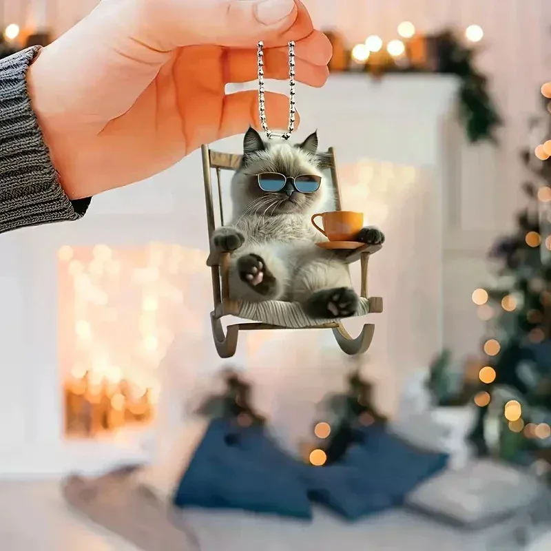 nouveau porte-clés pendentif sac à dos en acrylique motif chat mignon, breloque créative pour voiture, accessoires de sac, cadeau