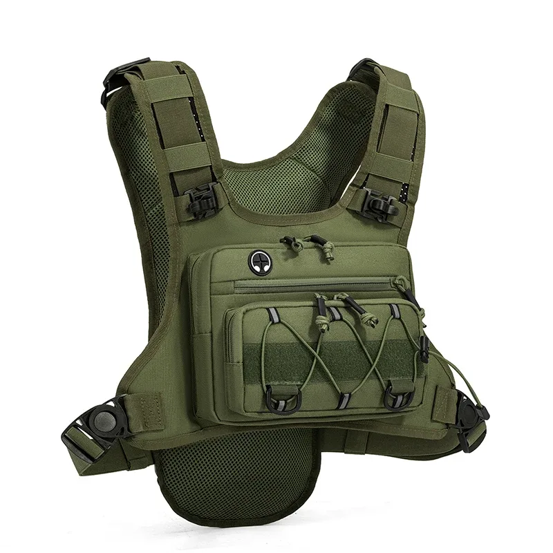 sac tactique multifonctionnel : gilet de poitrine, sac à dos, sacoche de poitrine réfléchissante pour le camping, la chasse, la course à pied, le cyclisme et les voyages, avec poche d'hydratation intégrée pour homme