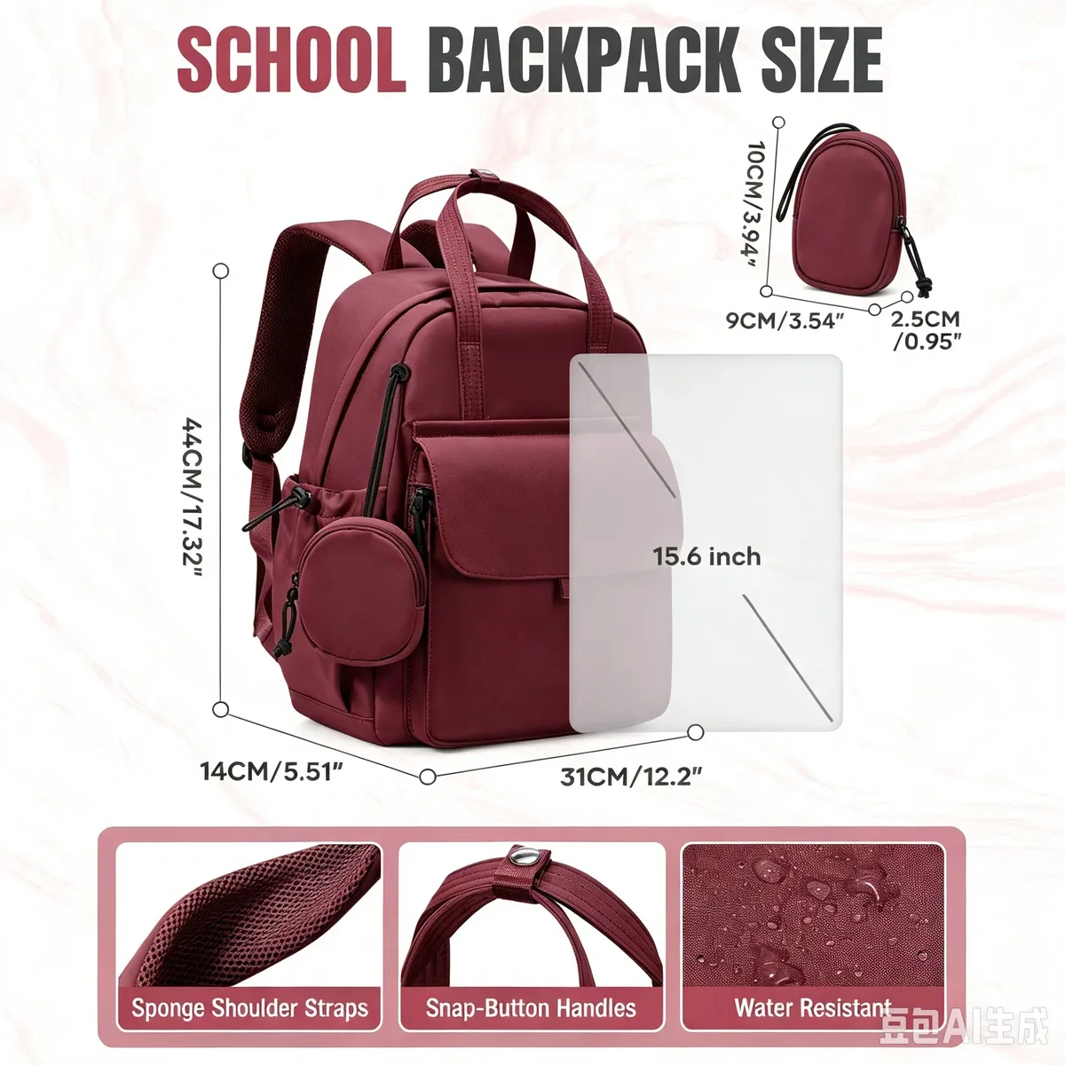 sac à dos décontracté, sac à dos scolaire essentiel pour les adolescents, sac à dos antivol de grande capacité avec pochette pour cartes