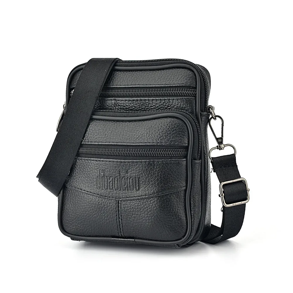 sac à bandoulière en cuir véritable pour hommes, pochette zippée de haute qualité, sacoche d'affaires rétro pour hommes