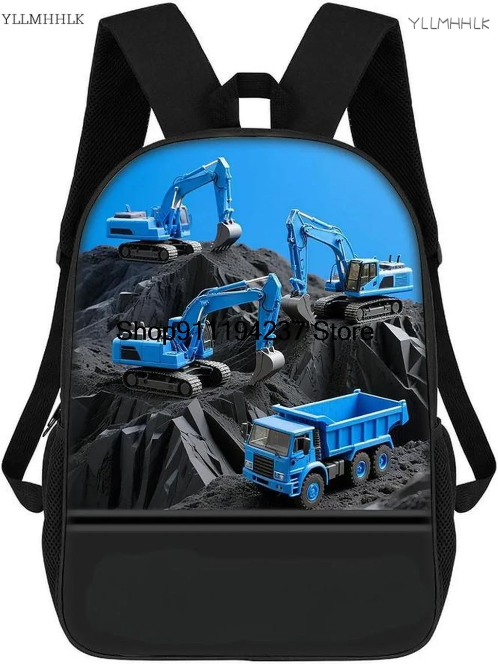 sac à dos personnalisé sur le thème des véhicules d'ingénierie, sac à dos pour pelle, sac à dos pour camion de construction