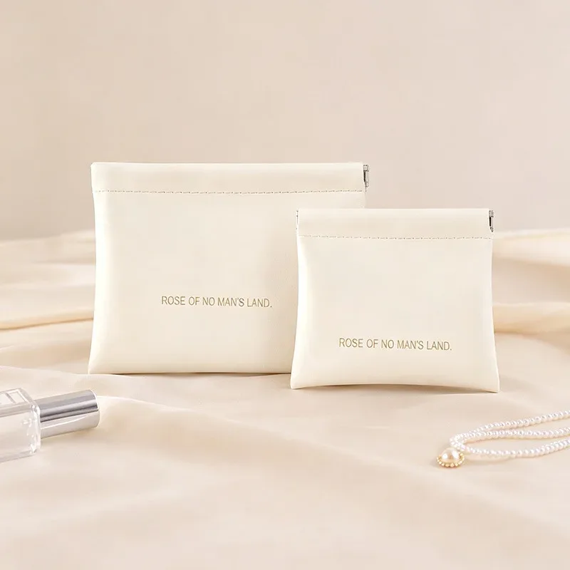 pochette de rangement en pu à fermeture automatique, mini organisateur d'écouteurs et de câbles, porte-monnaie portable, petit sac de rangement pour cosmétiques et rouges à lèvres