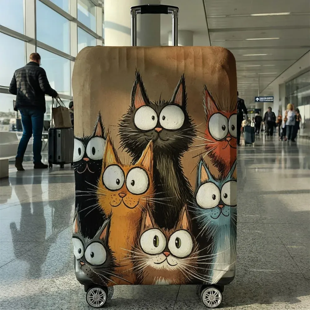 housse de bagage imprimée chat de dessin animé, adaptée aux bagages de 18 à 32 pouces, manchon de poignée de bagage, accessoires de voyage