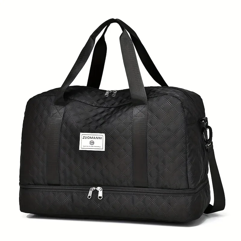 sac de voyage décontracté en nylon, grande capacité pour le sport et le fitness, sac de week-end portable à plusieurs poches pour la nuit.