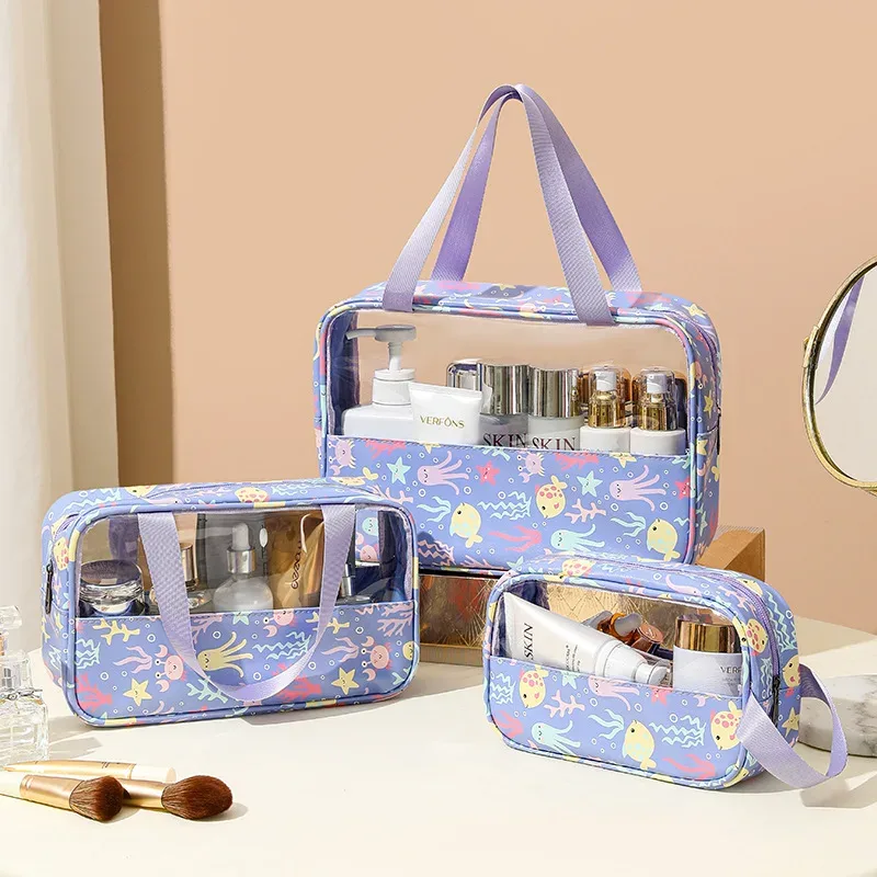 trousse de toilette femme 3 pièces translucide grande capacité – sacs de voyage essentiels pour cosmétiques et articles de bain