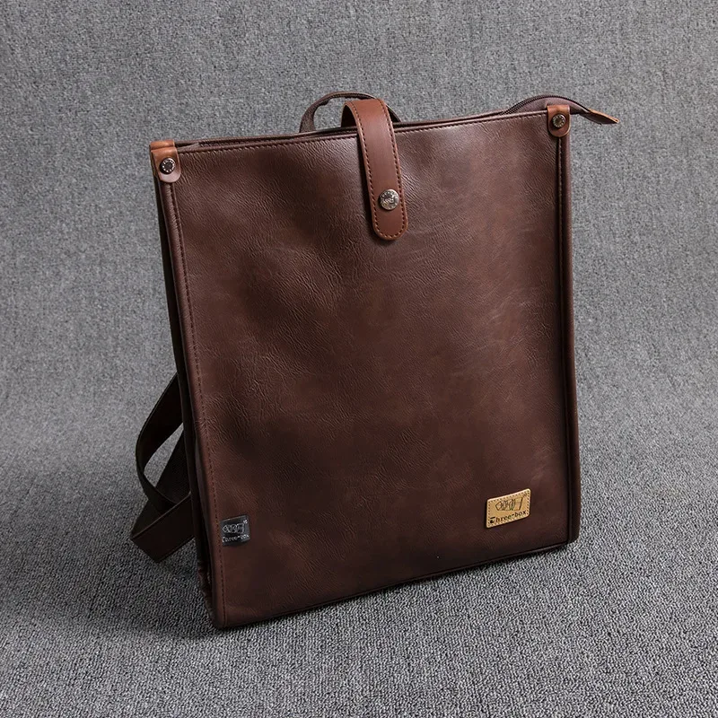 nouveau sac à dos pour homme de style japonais en cuir pu, grande capacité, rétro, carré, sac d'étudiant, sac à dos tendance pour jeunes, sac à dos pour ordinateur
