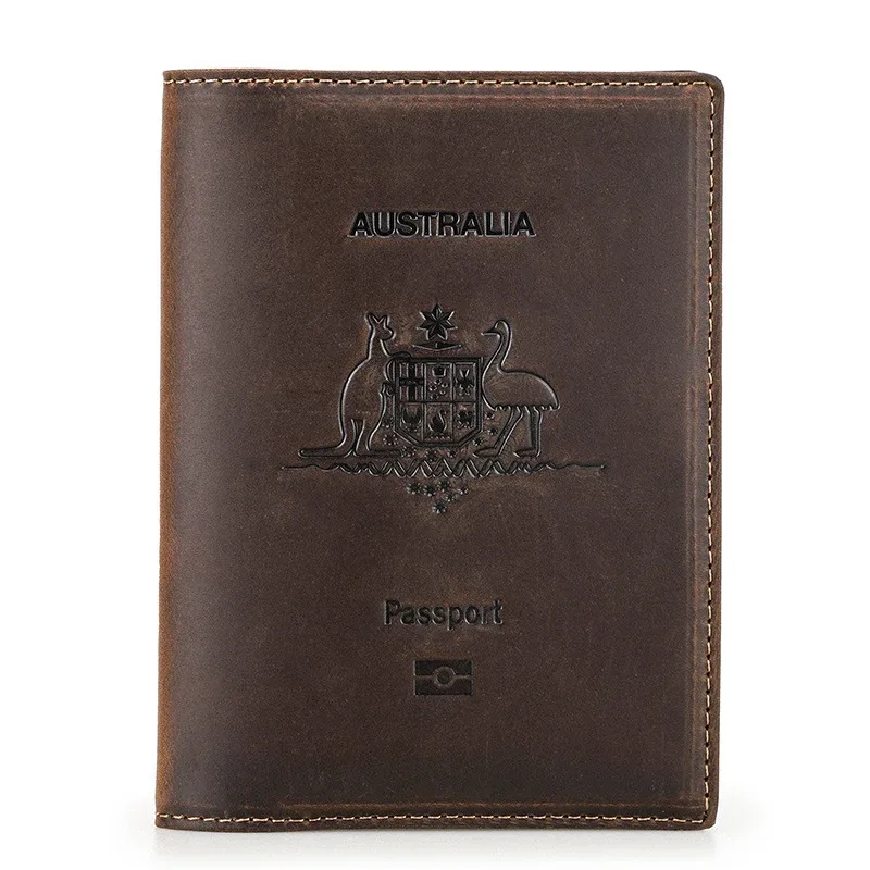 porte-passeport en cuir de vache véritable avec étui airtag-portefeuille de voyage bloquant rfid, poche anti-perte et porte-carte pour hommes et femmes