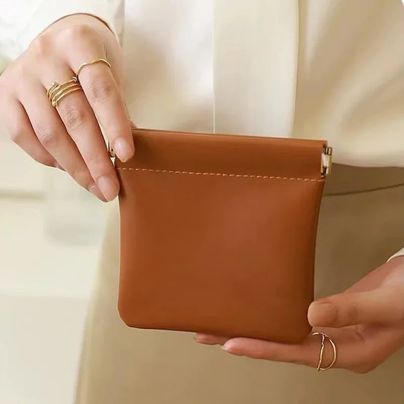 mini sac de rangement de maquillage simple en cuir pu pour femmes, petite pochette carrée pour cosmétiques, sacs de rangement portables pour clés de maquillage