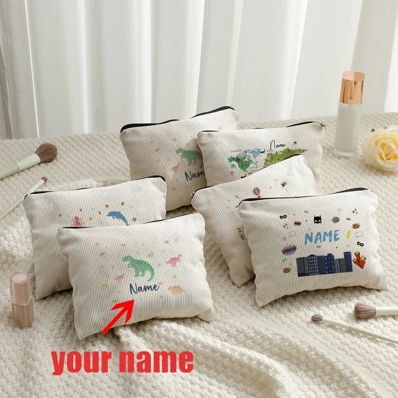 personnalisable avec nom dinosaure pastel vintage cirque motifs d'animaux de mer trousse de toilette maquillage sac de voyage garçon enfants amis cadeaux