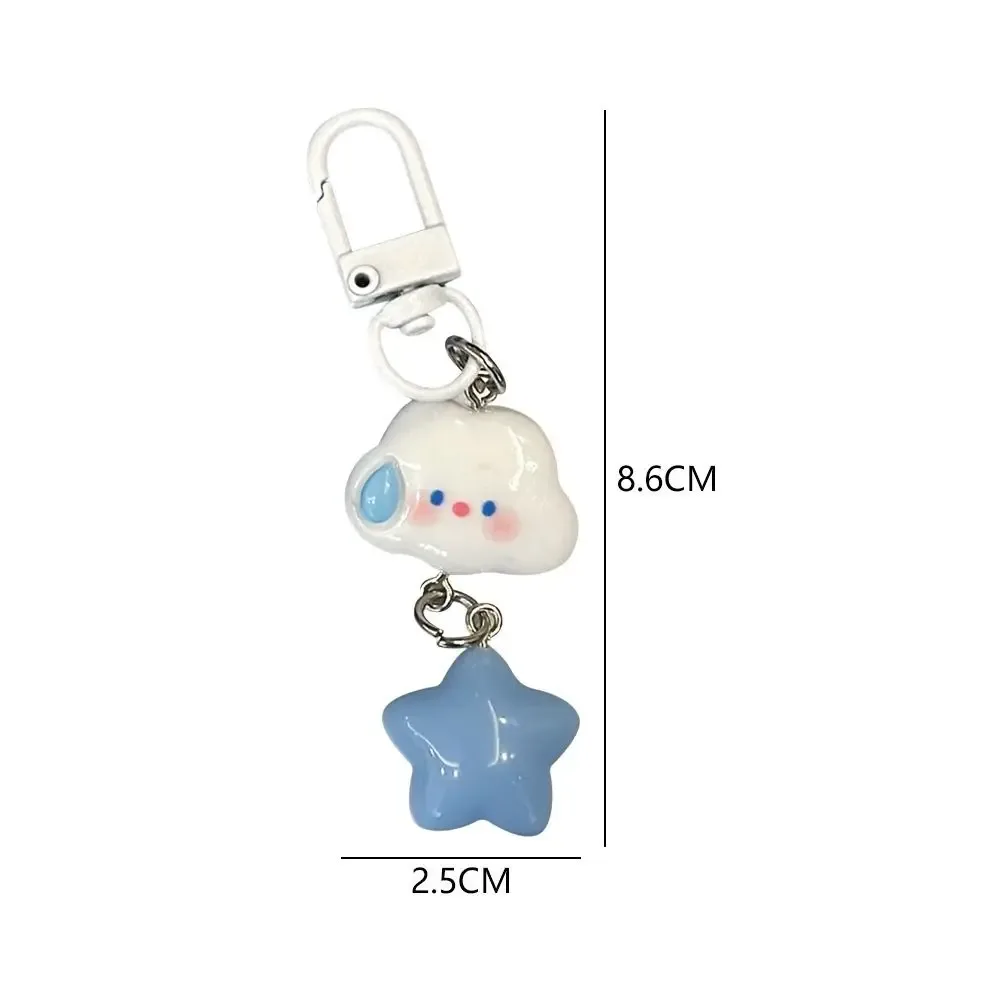 cadenas nylon nuage rose forme visage mignon étoile bleue chaînette accessoire voyage sacoche sac dos cadeau
