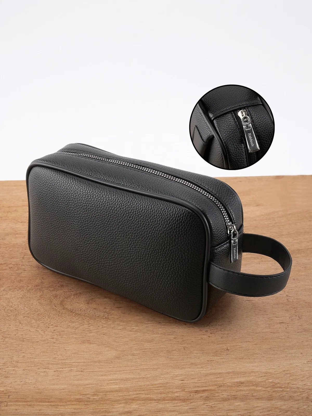 sac de transport à main en cuir pu pour hommes – design texturé léger avec dragonne amovible, organisateur de poche à fermeture éclair pour essentia