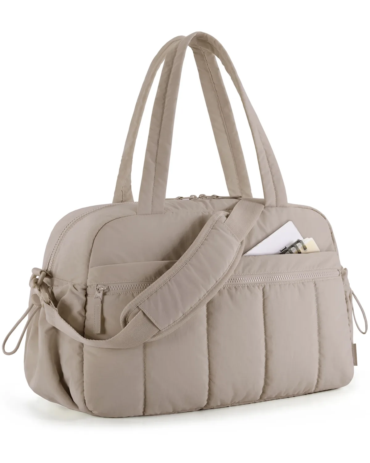 sac voyage polyester plissé beige rose pâle noir gris taupe bandoulière amovible poignée supérieure week end sport
