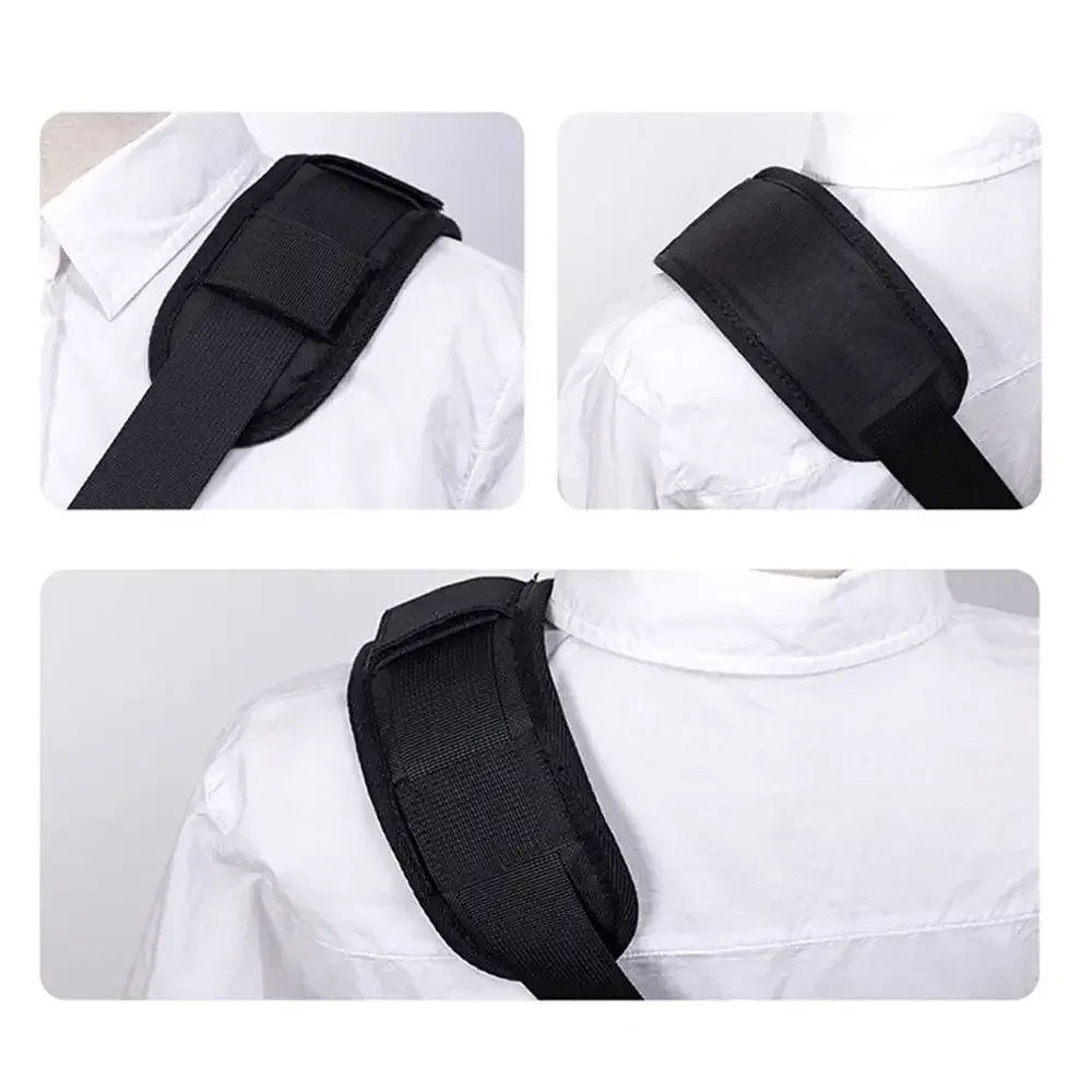 sangle d'épaule noire pour sac à dos, réductrice de pression et de poids, avec coussinet élargi pour le dos
