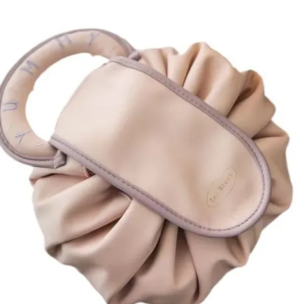 nouvelle trousse de toilette paresseuse, sac de rangement à cordon, sac à bouche coulissante, sac de rangement portable en pu imperméable grande capacité pour voyage et lavage