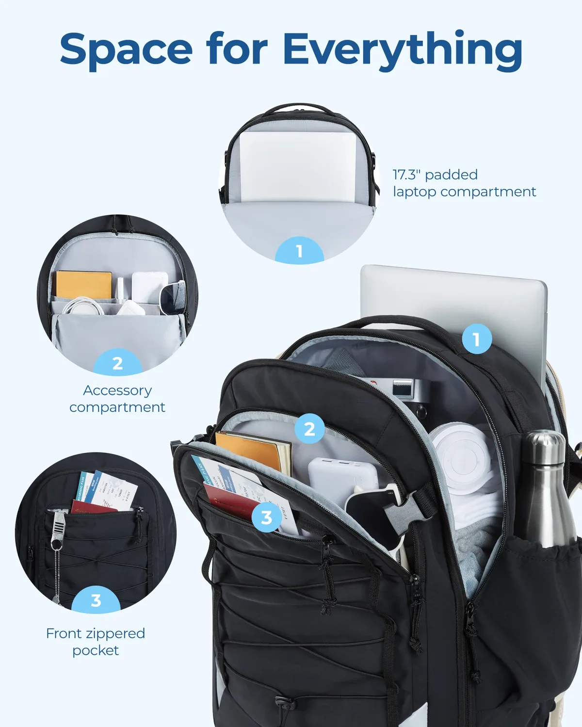 bagsmart-grand sac à dos de voyage antivol pour femme, décontracté, étanche, avec sac à chaussures, 17 pouces