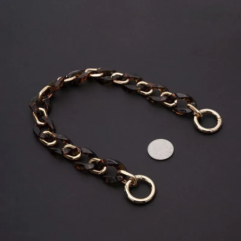 chaîne acrylique légère maillons ovale dorés segments transparents collier bracelet accessoire sac bandoulière remplacement confort voyage