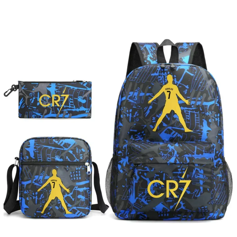 nouveaux sacs à dos cr7 3 pièces, style simple, légers, pour garçons et filles, sacs d'école, grande capacité, sacs à dos pour ordinateur portable pour adolescents, femmes et hommes, sacs de voyage