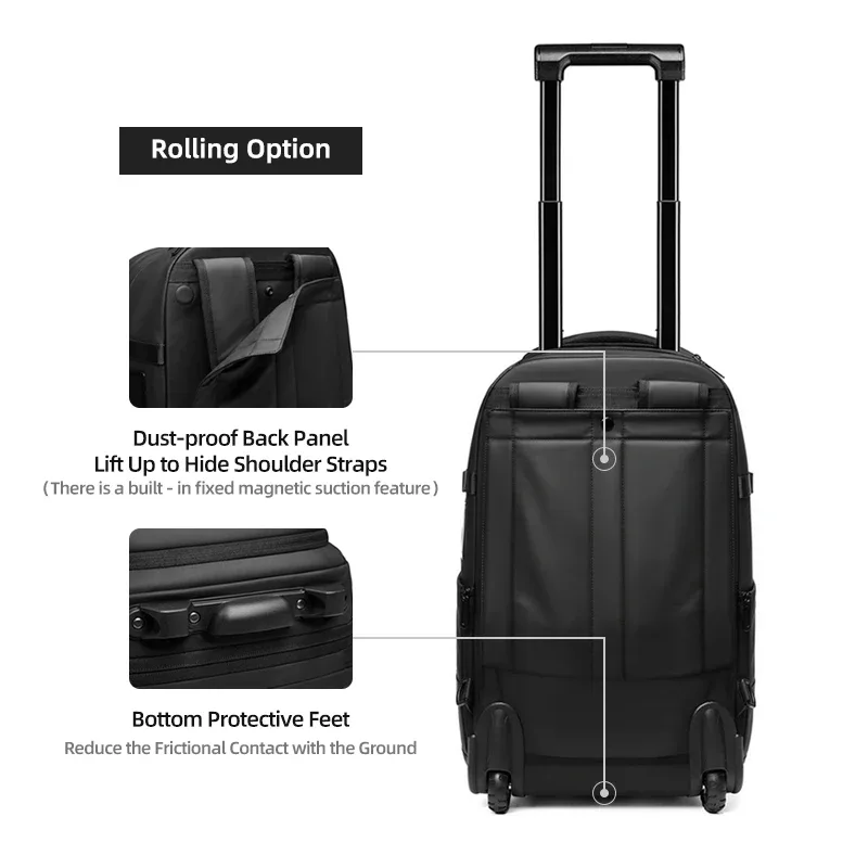 sac à dos de voyage professionnel à roulettes avec pompe de compression sous vide pour homme, bagage à roulettes pour cabine