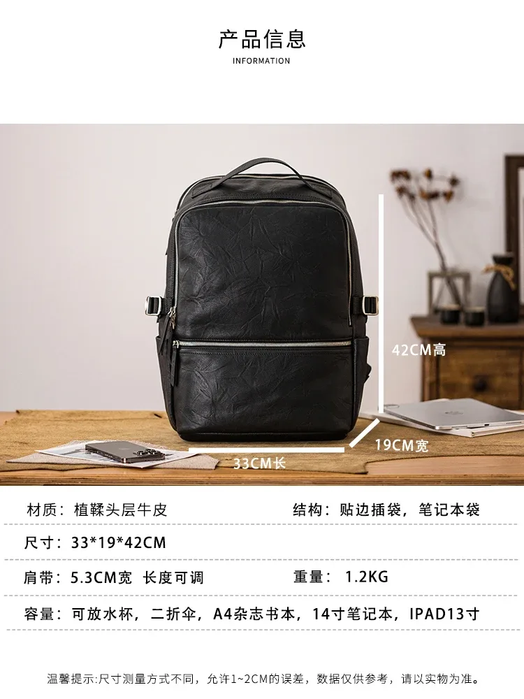 pndme voyage en plein air de haute qualité en cuir véritable hommes noir sac à dos mode décontracté luxe en cuir de vache ordinateur sac à dos