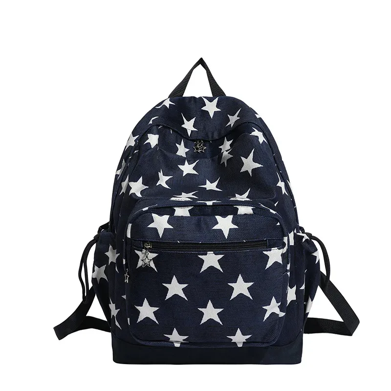sacs à dos vintage grande capacité pour hommes, style grunge, tendance y2k, esthétique, avec lettres étoiles, simples et polyvalents, pour l'école et les femmes