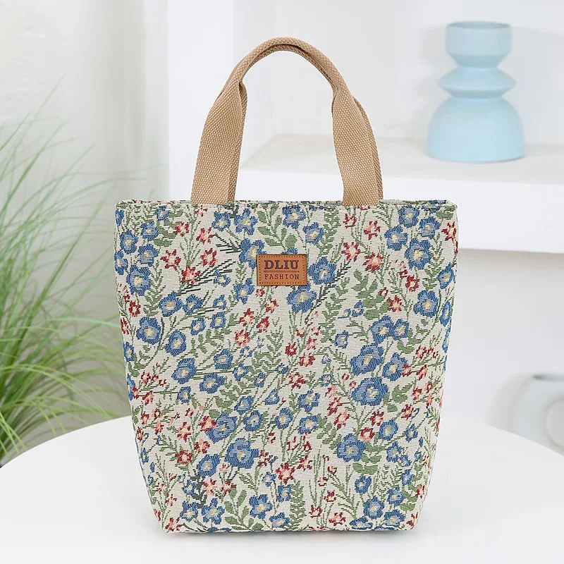 nouveau sac à main en tissu jacquard tricoté grande capacité, sac de rangement portable de type seau pour le travail, sac de sortie quotidien pour maman