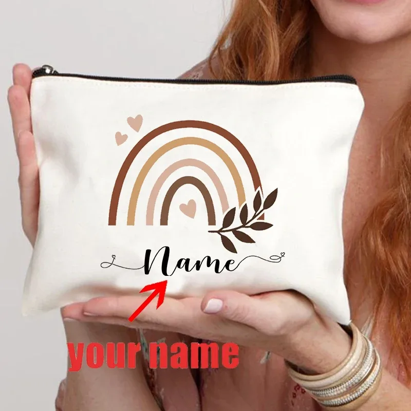trousse de maquillage avec nom personnalisé pour enseignant arc-en-ciel, cadeau de remise de diplôme personnalisé pour enseignants, trousse à crayons, cadeau de rentrée scolaire, bourse pour femmes
