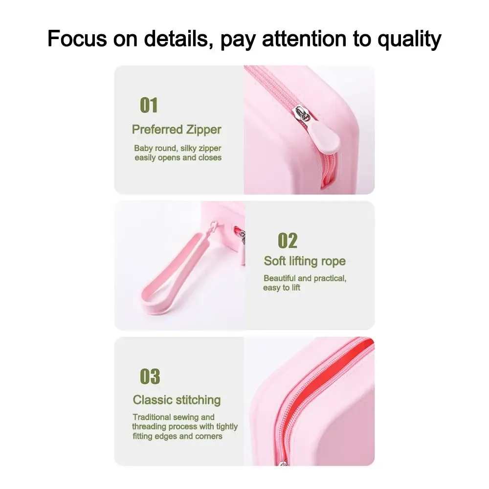 nouvelle pochette à monnaie en silicone imperméable grande capacité, étui pour écouteurs, pochette de voyage unie avec fermeture éclair, trousses et étuis cosmétiques pour étudiants