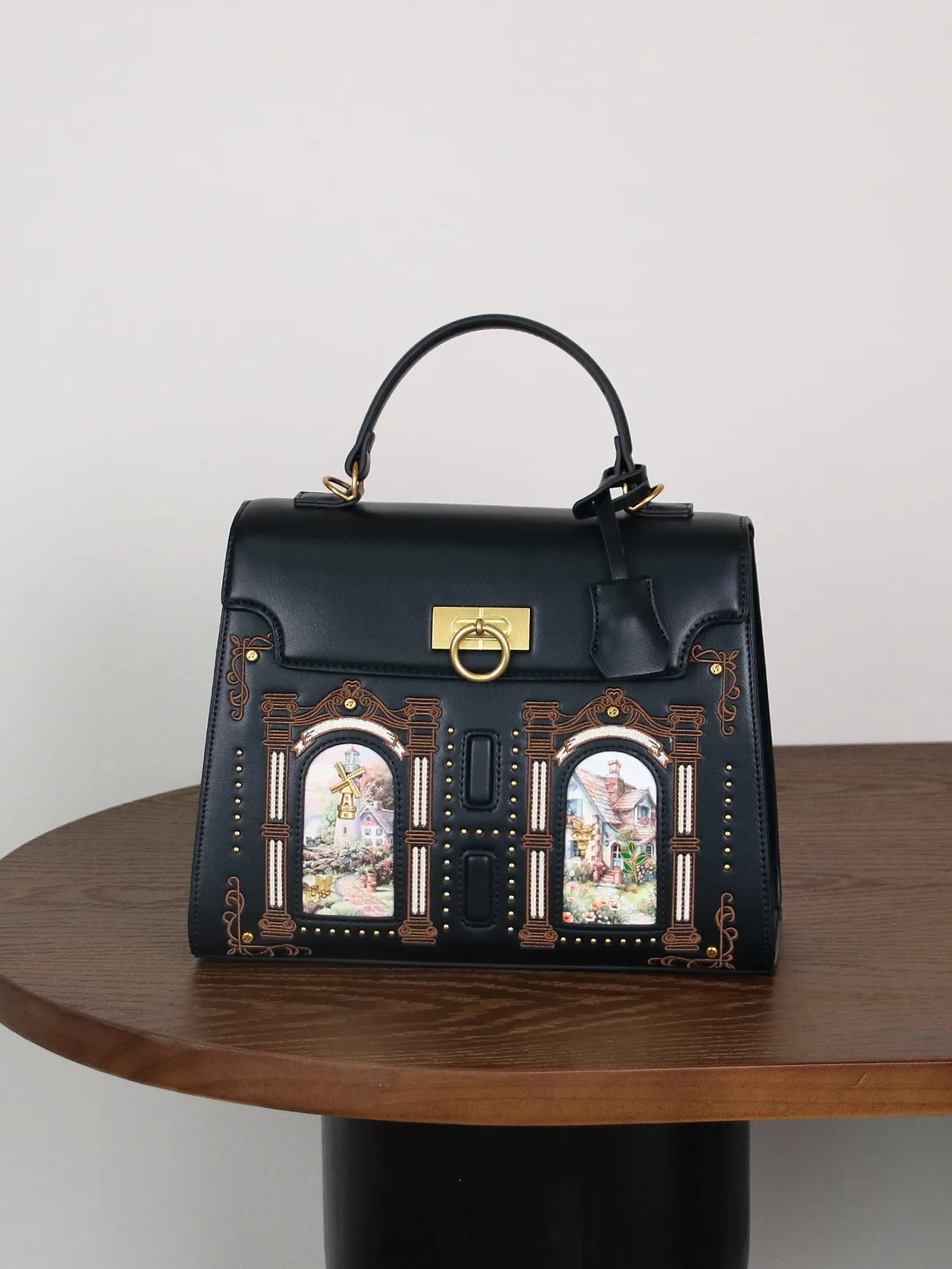 nouveau sac à main de luxe 2026 au design de niche, sac fourre-tout grande capacité avec broderie chat elfe au style sophistiqué, sac rétro grande capacité tendance motif chat