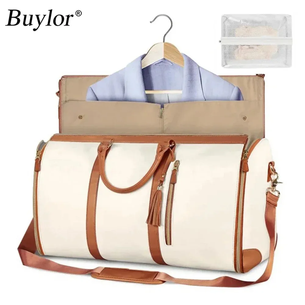 sac de voyage convertible 2-en-1 buylor, sac de rangement pliable pour vêtements, sac transformable pour homme et femme, sac à dos bandoulière