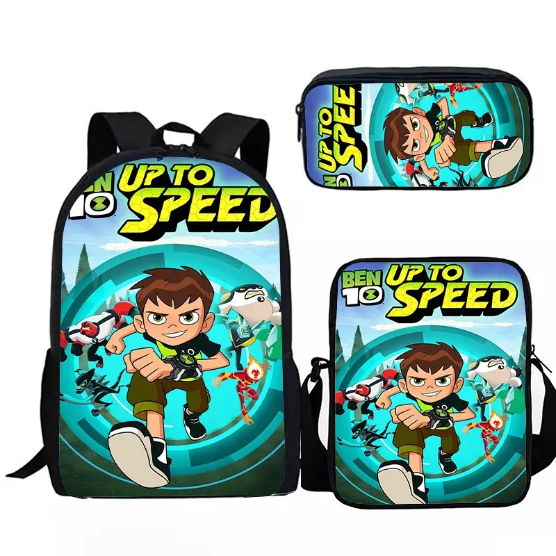 sacs de voyage pour étudiants, sac à dos pour ordinateur portable, sac à dos à imprimé 3d, trousse à crayons populaire, américains ben10, 3 pièces par ensemble