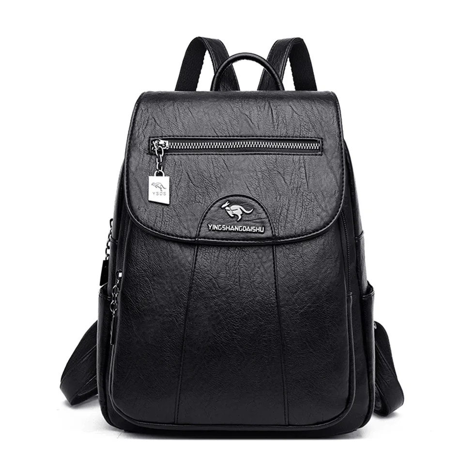 sac à dos en cuir souple pour femmes, de haute qualité, pour loisirs, voyage, grande capacité, sacs d'école pour adolescentes, noir, nouvelle collection 2022