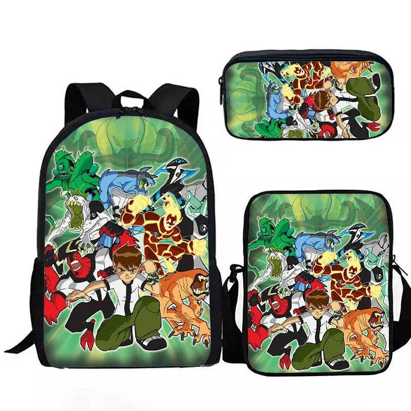 sacs de voyage pour étudiants, sac à dos pour ordinateur portable, sac à dos à imprimé 3d, trousse à crayons populaire, américains ben10, 3 pièces par ensemble