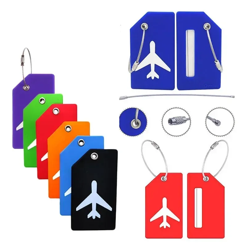 étiquette bagage pvc orange avion blanc voyage accessoires identification valise nom adresse traçabilité sécurité