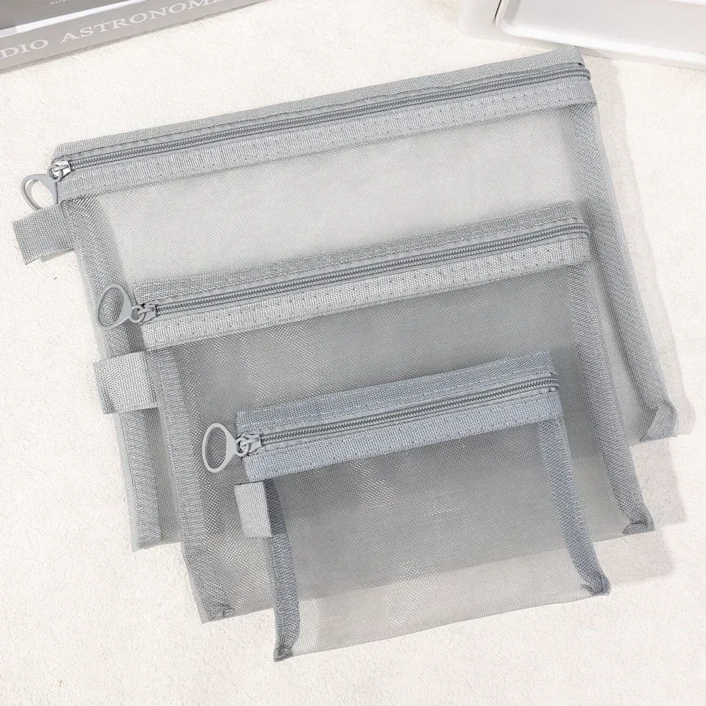 sacs à cosmétiques transparents en maille, 1 à 6 pièces, petits et grands organisateurs de maquillage noirs, trousse de toilette de voyage, ensemble de pochettes de rangement portables pour rouge à lèvres