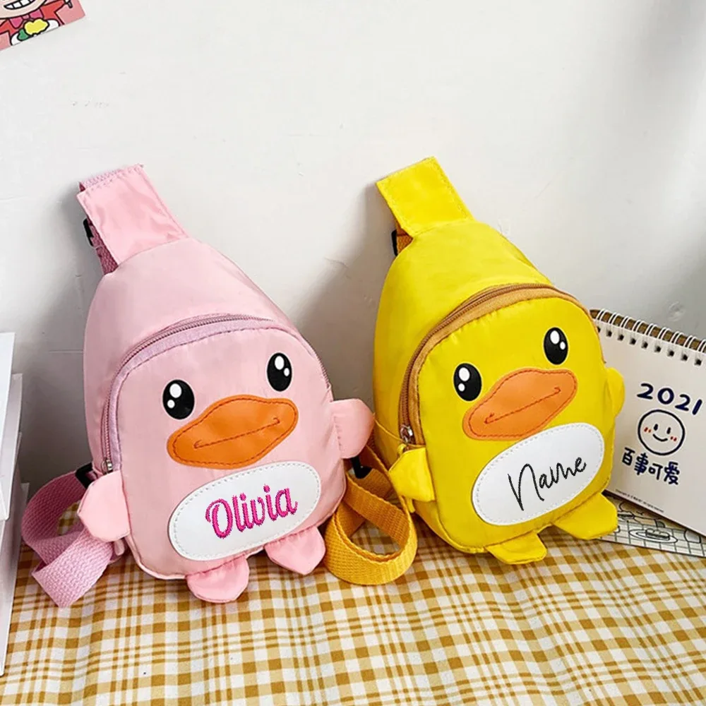 sac à bandoulière en forme de canard de dessin animé, broderie personnalisée, cadeau fait à la main, pour bébé, nouvelle collection