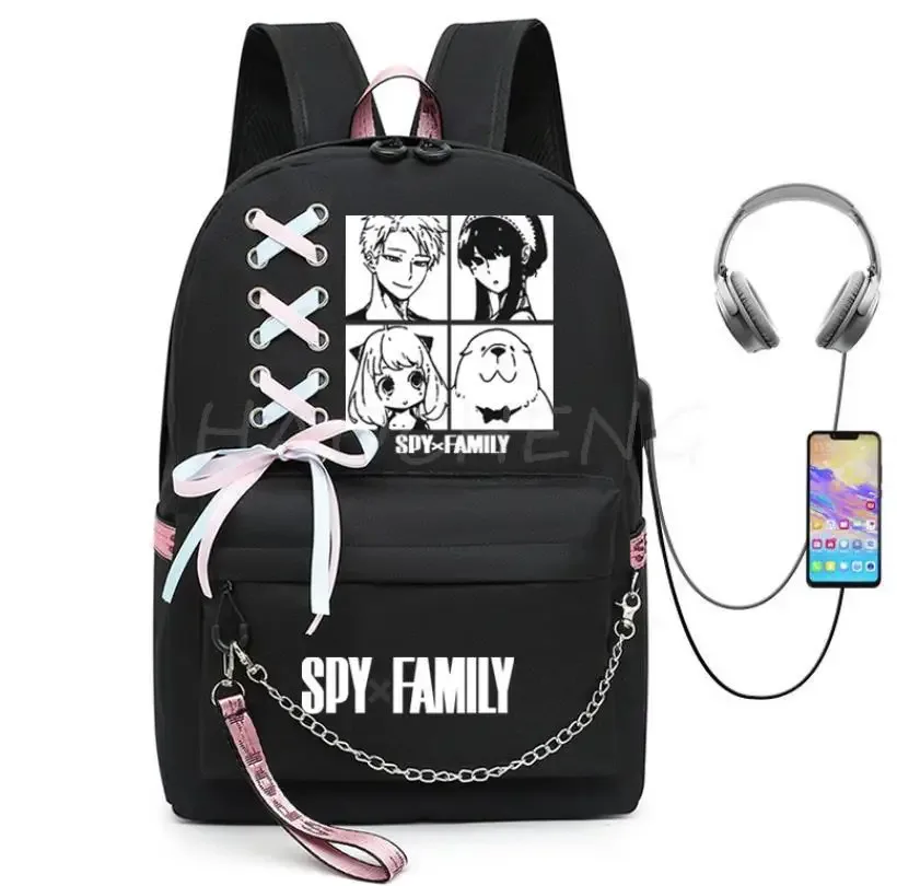 spy x family anya forger anime sac à dos pour femmes kawaii design étudiant école sac à bandoulière toile jeunesse voyage en plein air sac à dos