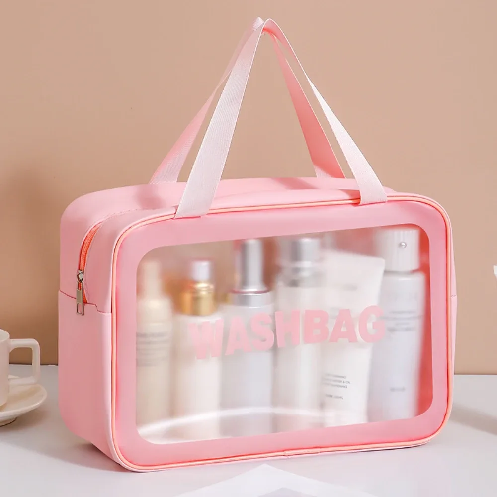 sac cosmétique 2 en 1, sac transparent pour soins de la peau, grande capacité, pvc semi-transparent givré, sac de rangement portable, pu 1/3 pièce