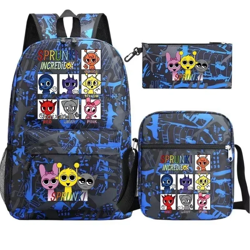 sac dos nylon personnages animés bleu noirs poches latérales ceinture air grande capacité usage voyage