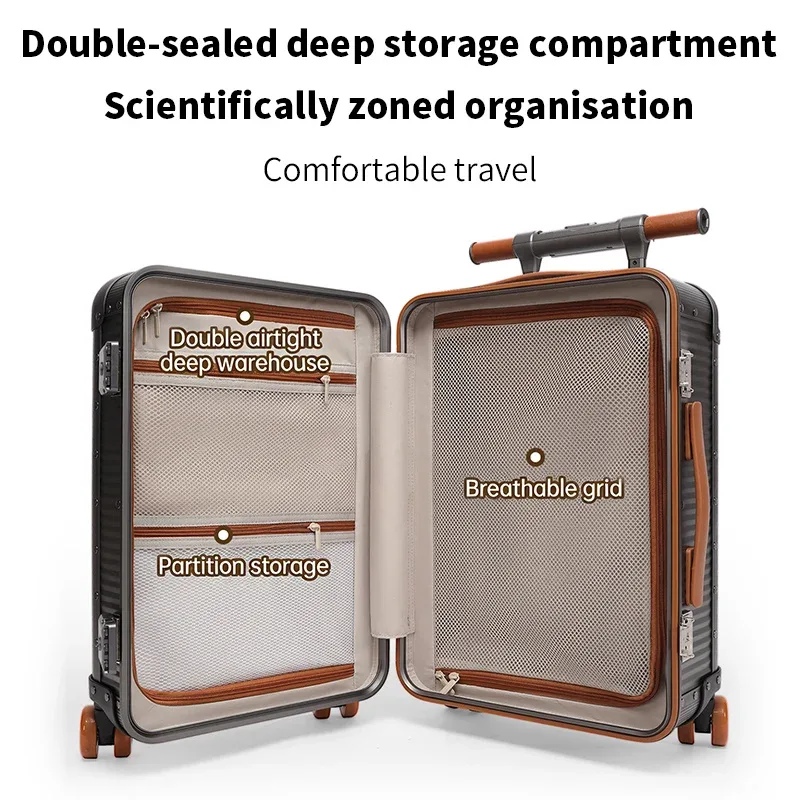valise télescopique en alliage d'aluminium et de magnésium, valise rétro de 20 pouces, bagage en métal avec protection antichoc et anti-rayures
