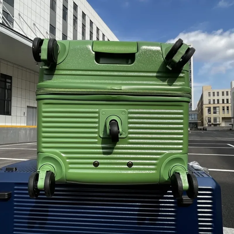 valise de voyage antidéflagrante à cinq roues avec frein, grande taille 36/38/40/50 pouces, matériau pc épais, boîtier de chariot à fermeture éclair